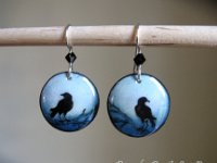 Two Crows Joy Earrings Pysanky Eggshell Jewelry by So Jeo : pysanky pysanka ukrainian easter egg batik art eggshell jewelry pendants earrings drop dangle etched flowers gift women accessories accessory pendant necklace bail crystal finding sterling silver filled sojeo flowers celtic purple white red pink brown green purple orange cream burgundy magenta teal turqoise crows crow blue black so jeo art handmade